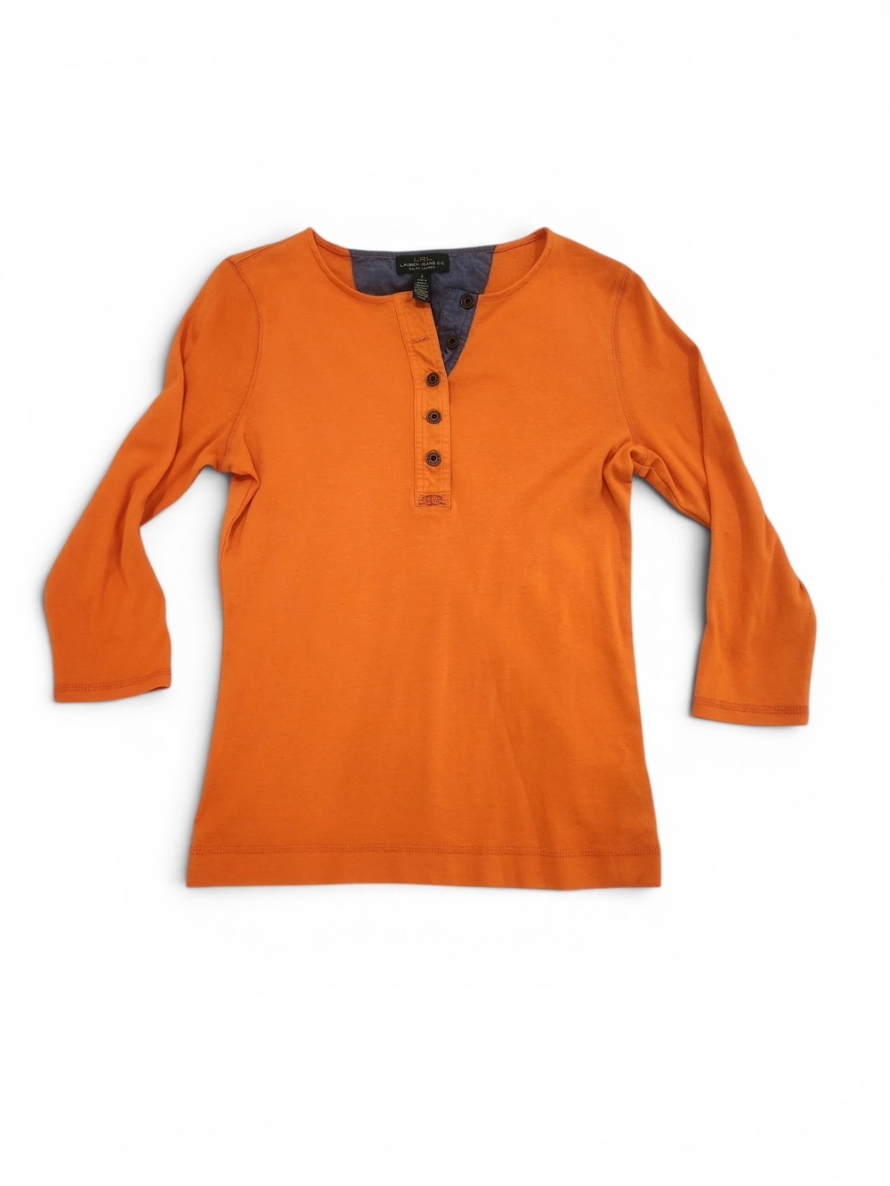 Lauren Ralph Lauren Green Label Orange Henley Long Sleeve Tee Size S NWOT